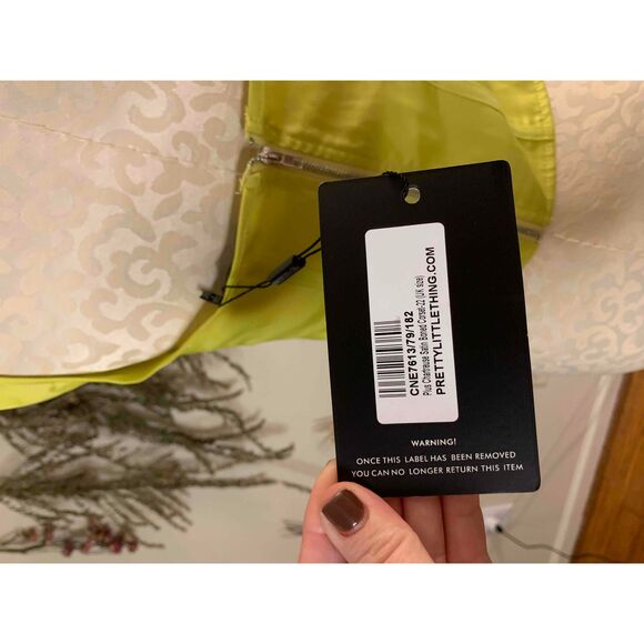 NWT Pretty Little Thing Chartreuse Corset Top Boning Zippered Back Plus Size 18 - Picture 4 of 11